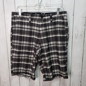 Hurley Phantom Black White Plaid Walking Shorts